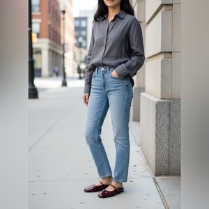 Red patten leather Mary Jane slides